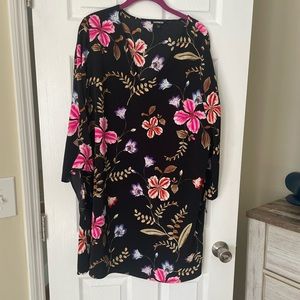 EUC express black floral vneck dress